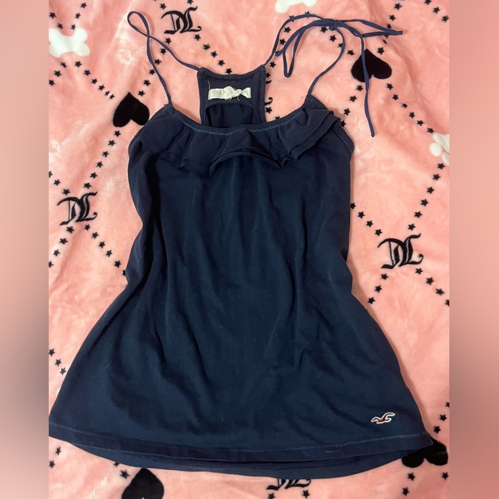 Vintage Hollister Blue Ruffled Camisole with Tie Front